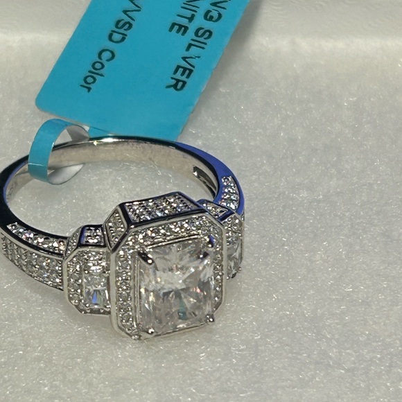 Dazzling Silver Women's Ring with MS diamonds! Passes diamond tester guaranteed
